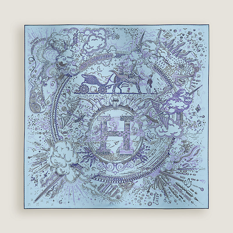 エルメス　カレ　ホールドオンザライン Please Hold The Line scarf 90 - Blue | Hermès USA